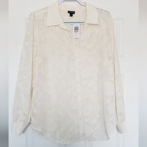 NWT Torrid Madison blouse Size 1 (14-16) cream sheer long sleeve
